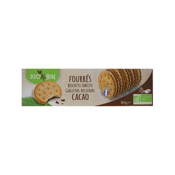 Biscuiti cu umplutura de cacao, 185g, Bioalbon — preț și oferte
