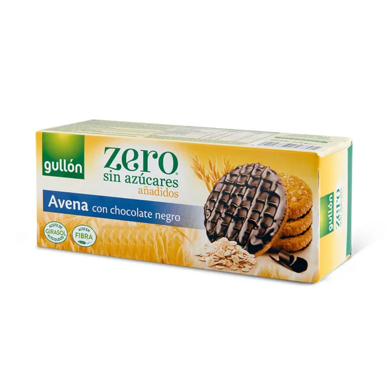 Biscuiti cu ovaz glazurati cu ciocolata neagra fara zahar adaugat, 275g, Gullon — preț și oferte