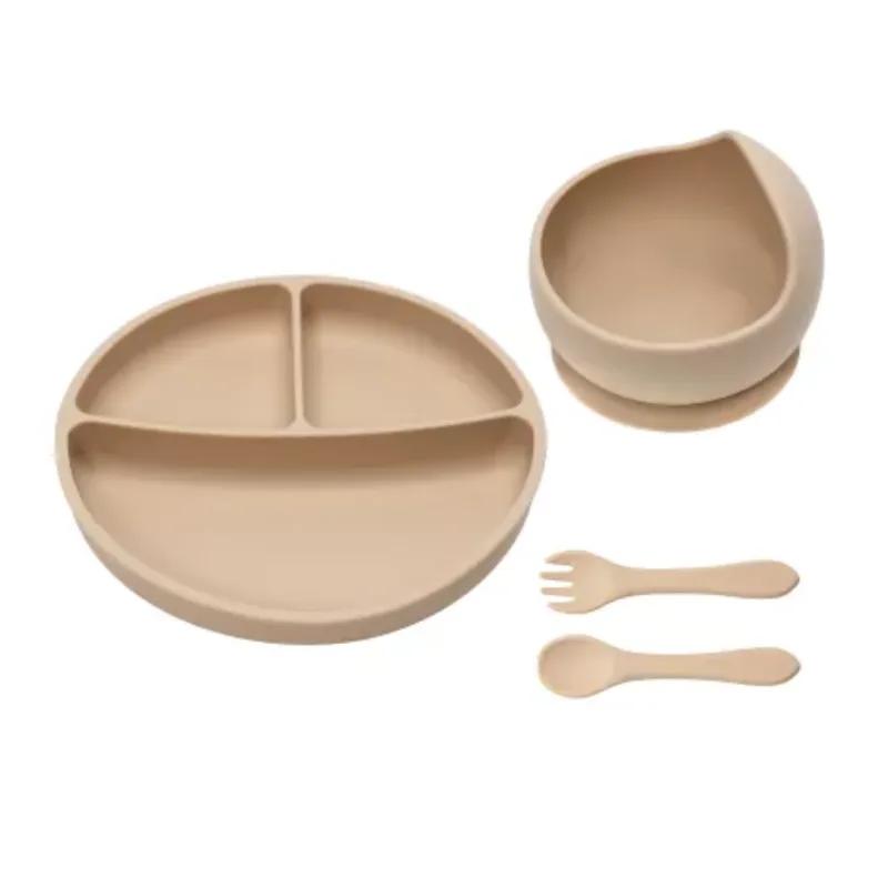 Set pentru diversificare din silicon Basic, 6 luni+, Bubble Beige, Appekids — preț și oferte