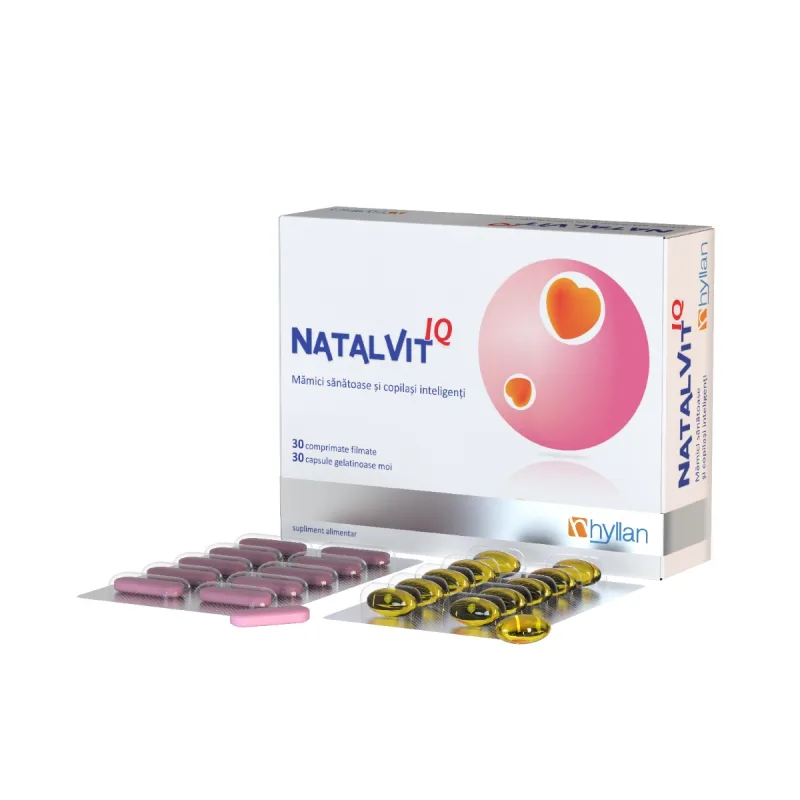 Natalvit IQ, 30 comprimate filmate + 30 capsule moi, Hyllan Pharma — preț și oferte