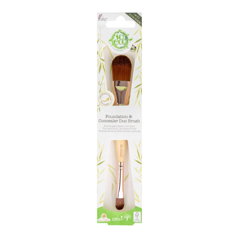 Pensula ecologica cu capat dublu pentru fond de ten si concealer, 1 bucata, So Eco — preț și oferte