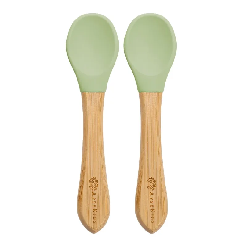 Set lingurite din bambus, 6 luni+, Raw Green, Appekids — preț și oferte
