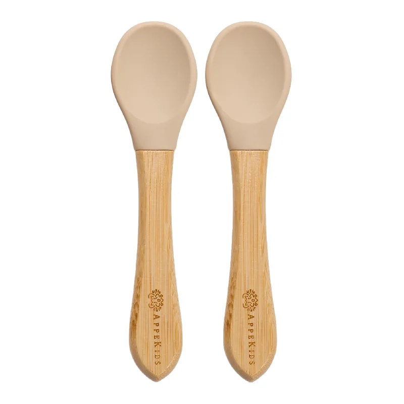 Set lingurite din bambus, 6 luni+, Bubble Beige, Appekids — preț și oferte