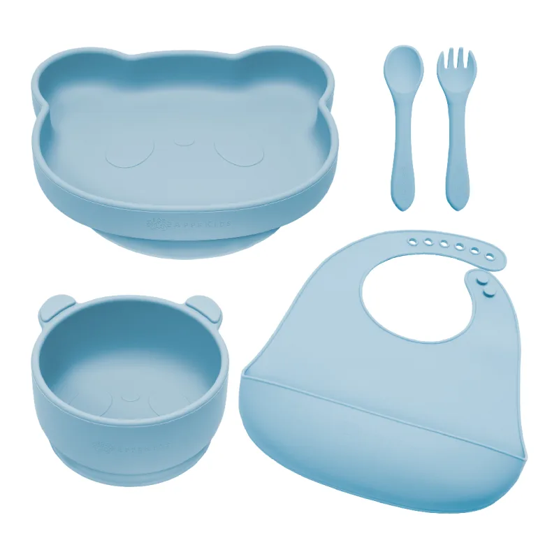 Set diversificare din silicon Panda, 6 luni+, Aqua Blue, Appekids — preț și oferte