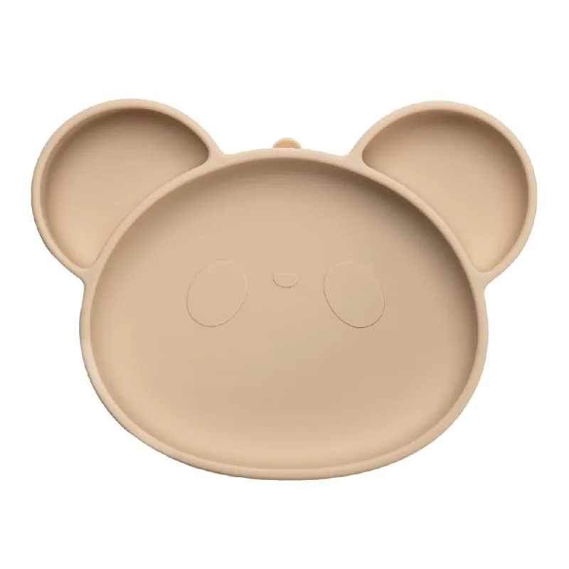Farfurie din silicon cu ventuza Panda, 6 luni+, Bubble Beige, Appekids — preț și oferte