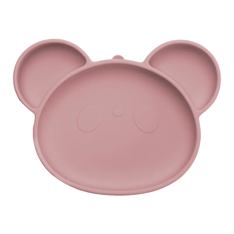 Farfurie din silicon cu ventuza Panda, 6 luni+, Old Rose, Appekids — preț și oferte