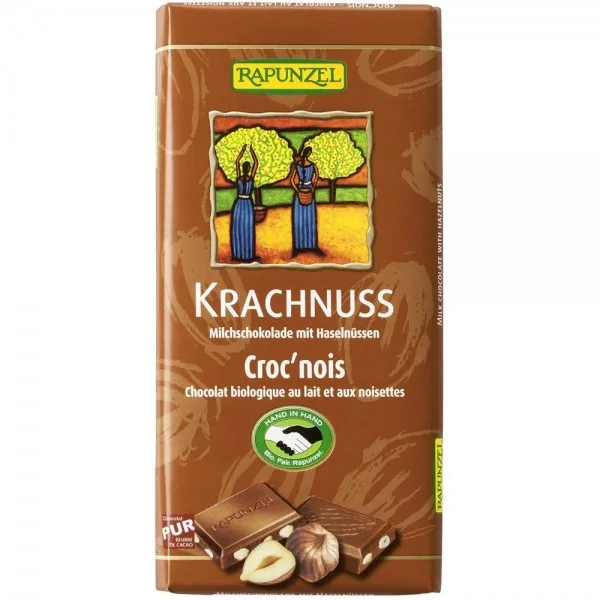 Ciocolata din lapte integral cu alune bio, 100g, Rapunzel — preț și oferte