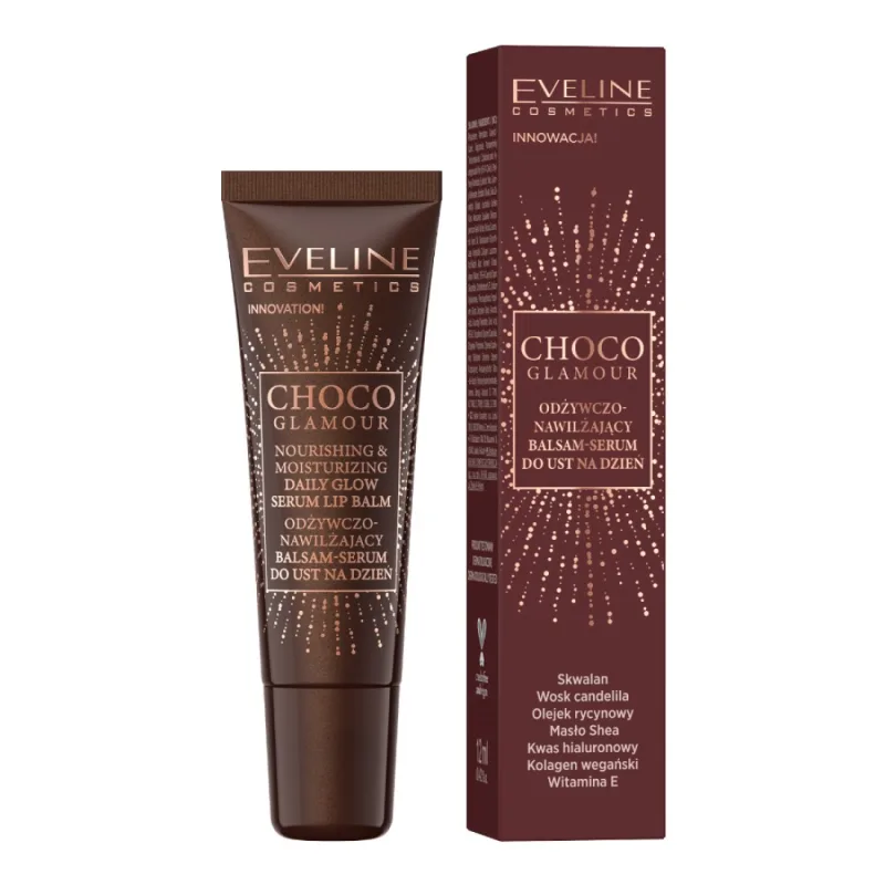 Balsam-ser de buze hranitor si hidratant Choco Glamour, 12ml, Eveline Cosmetics — preț și oferte