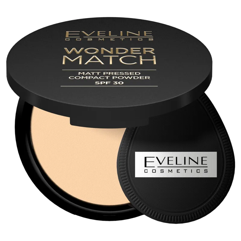 Pudra compacta mata cu SPF 30 Wonder Match, 02 Medium Beige, 8g, Eveline Cosmetics — preț și oferte