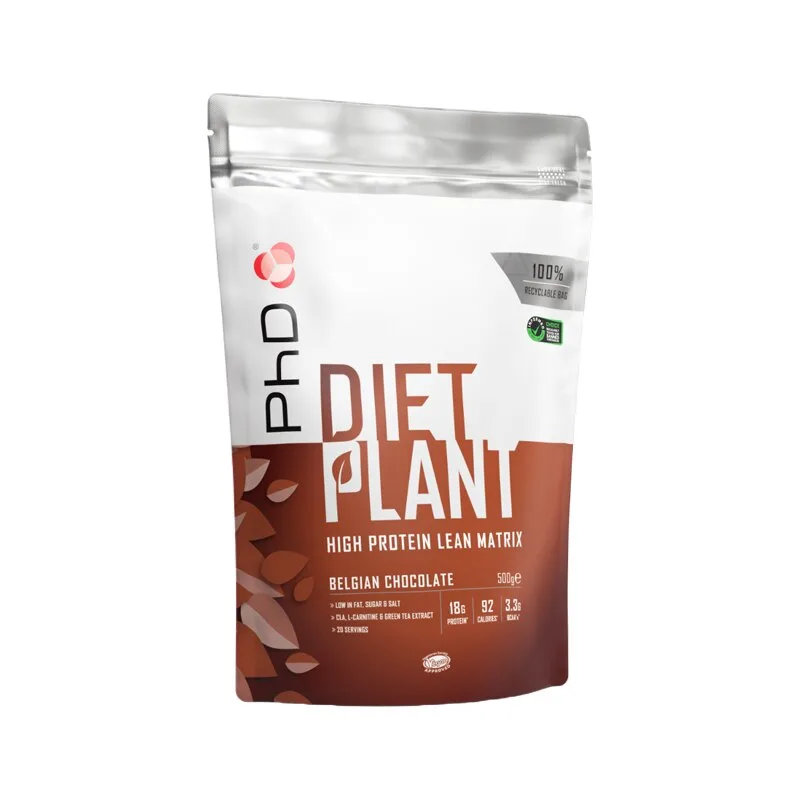 Pudra proteica vegetala Diet Plant ciocolata belgiana, 500g, PhD — preț și oferte