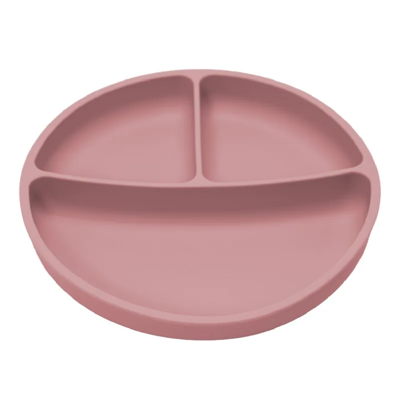 Farfurie compartimentata din silicon cu ventuza, 6 luni+, Old Rose, Appekids — preț și oferte