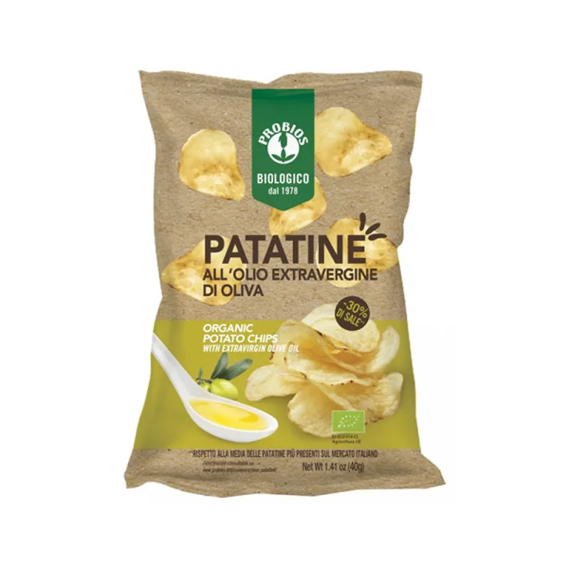 Chipsuri Eco de cartofi cu ulei de masline extravirgin, 40g, Probios — preț și oferte