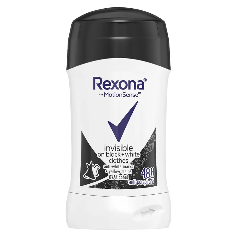Deodorant stick Invisible Black + White, 40ml, Rexona — preț și oferte