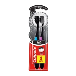 Set periute de dinti 360 Charcoal Medium, 2 bucati, Colgate