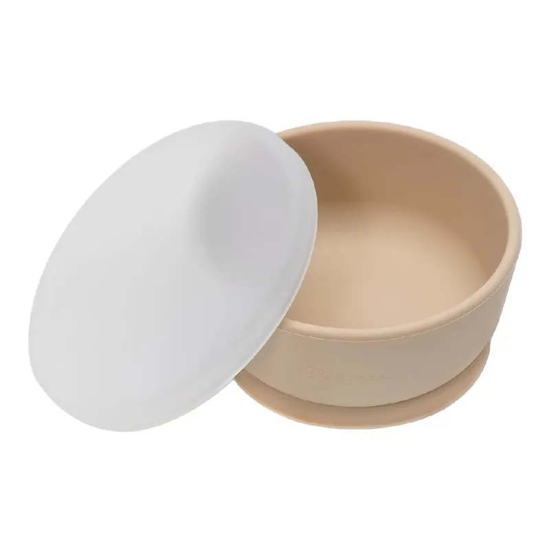 Bol din silicon cu capac, 6 luni+, Bubble Beige, Appekids — preț și oferte
