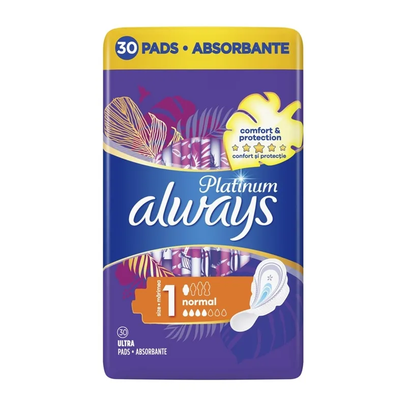 Absorbante Platinum Normal, 30 bucati, Always — preț și oferte