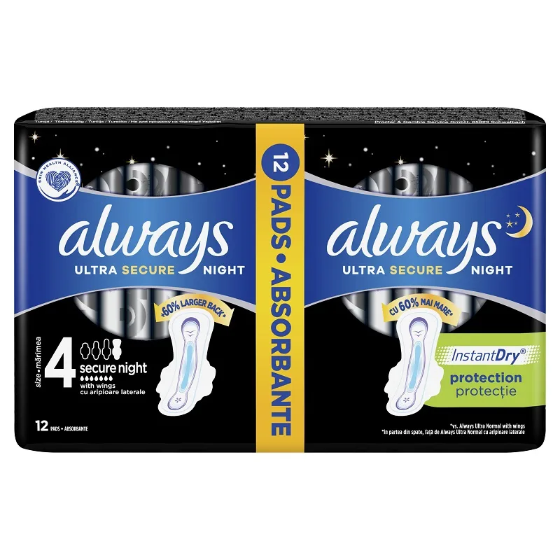 Absorbante Ultra Secure Night, 12 bucati, Always — preț și oferte