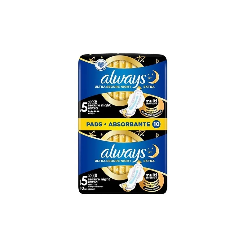 Absorbante Ultra Secure Night Extra, 10 bucati, Always — preț și oferte