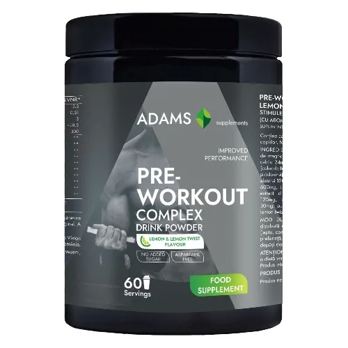 Pudra cu aroma de lemon-twist Pre-Workout Complex, 360g, Adams Vision — preț și oferte