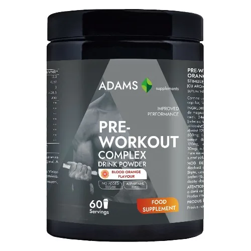 Pudra cu aroma de portocala Pre-Workout Complex, 360g, Adams Vision — preț și oferte
