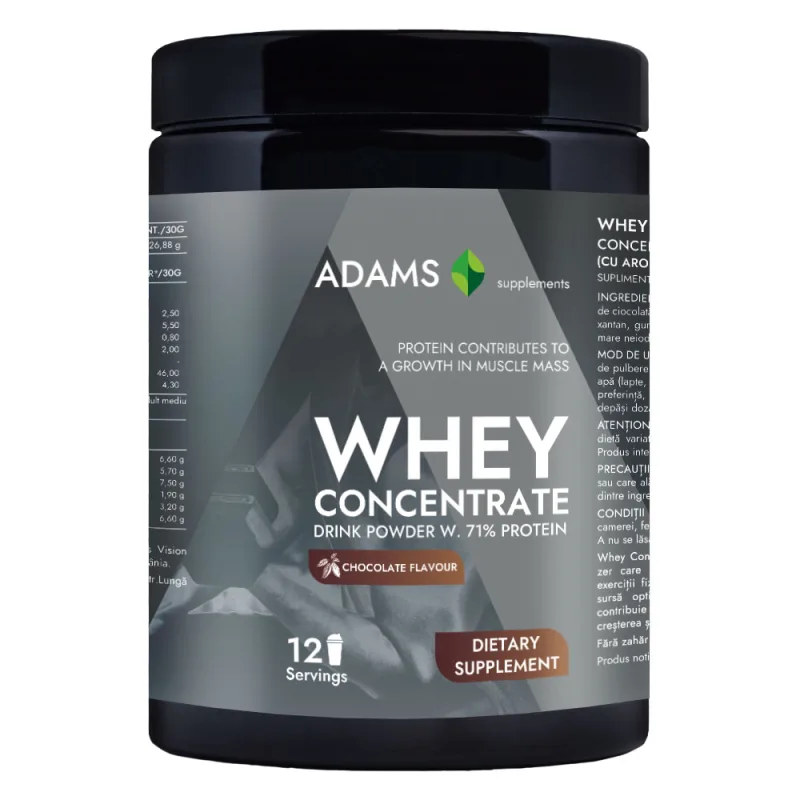 Pudra proteica cu aroma de ciocolata Whey Concentrate Protein, 360g, Adams Vision — preț și oferte