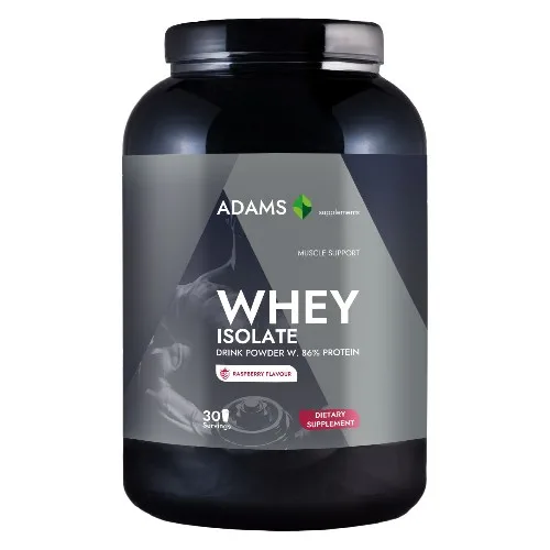 Pudra proteica cu aroma de zmeura Whey Isolate Protein, 908g, Adams Vision — preț și oferte