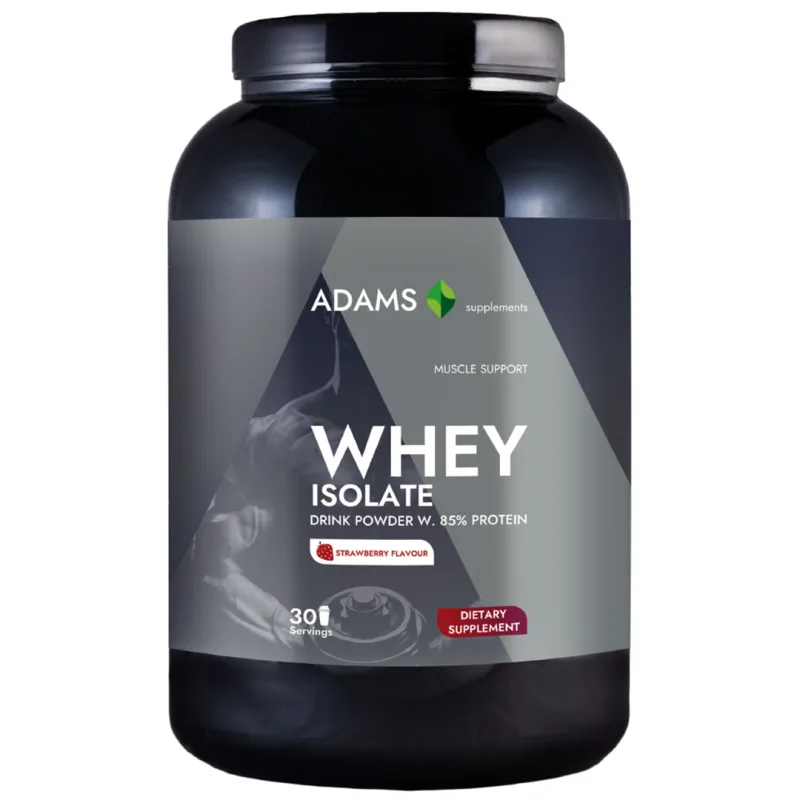 Pudra proteica cu aroma de capsuni Whey Isolate Protein, 908g, Adams Vision — preț și oferte