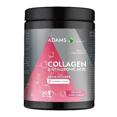 Collagen si HA pulbere instant cu aroma de zmeura, 600g, Adams Vision — preț și oferte
