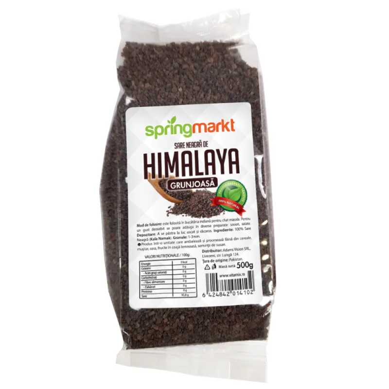 Sare neagra de Himalaya grunjoasa cu cristale de 1-3mm, 500g, Springmarkt — preț și oferte