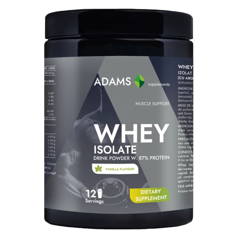 Pudra proteica cu aroma de vanilie Whey Isolate Protein, 360g, Adams Vision — preț și oferte