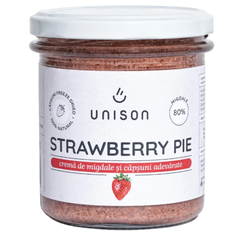 Crema de migdale cu capsuni liofilizate Strawberry Pie, 300g, Unison — preț și oferte
