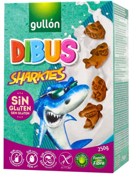 Biscuiti cu cacao fara gluten fara lactoza forma rechini, 250g, Gullon — preț și oferte