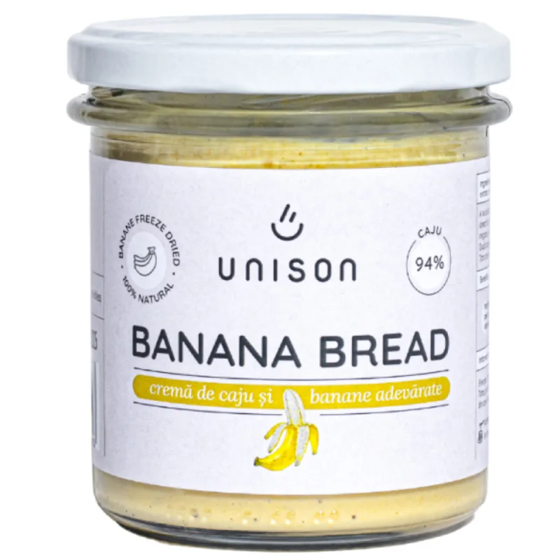 Crema de caju cu banane liofilizate Banana Bread, 300g, Unison — preț și oferte