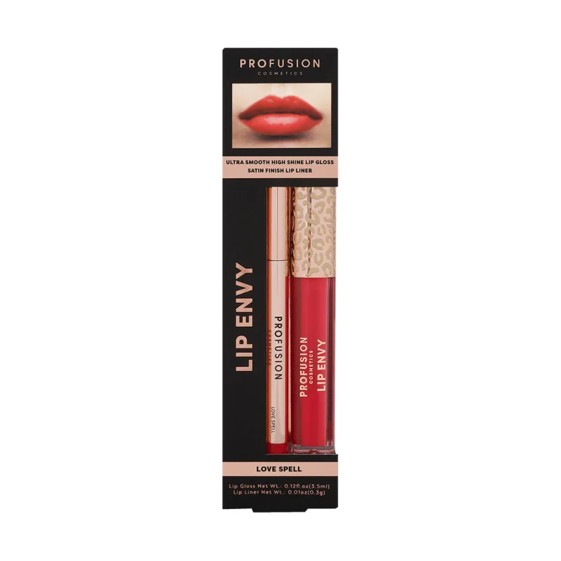 Set Luciu de buze ultra neted si lucios 3.5ml + Creion pentru buze cu finish satinat 0.3g Lip Envy Love Spell, Profusion Cosmetics — preț și oferte