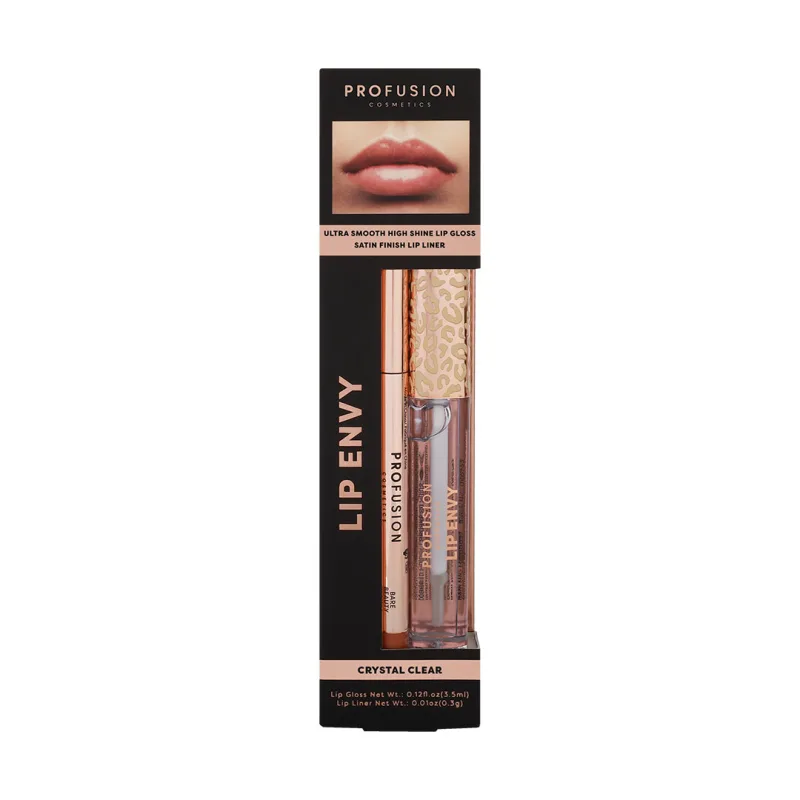 Set Luciu de buze ultra neted si lucios 3.5ml + Creion pentru buze cu finish satinat 0.3g Lip Envy Crystal Clear, Profusion Cosmetics — preț și oferte