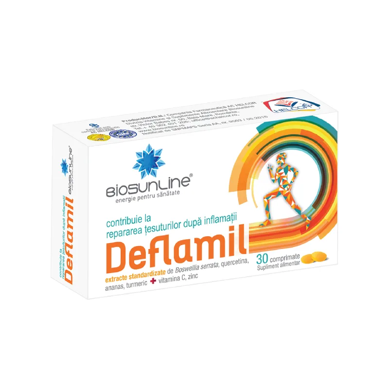 Antiinflamator cu boswellia si turmeric Deflamil, 30 comprimate, BioSunLine — preț și oferte