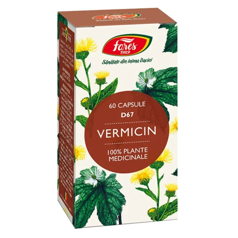 Vermicin D67, 60 capsule, Fares — preț și oferte