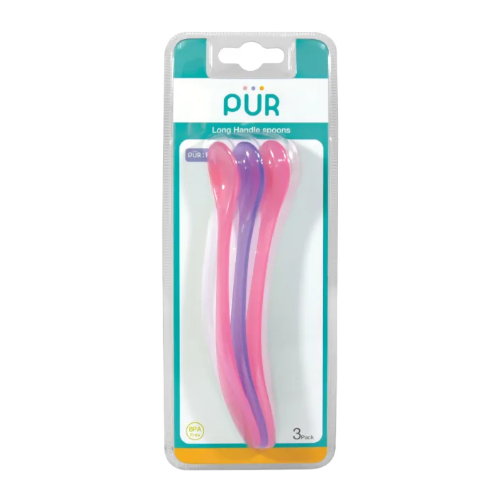 Set linguri cu maner lung roz +3 luni, 3 bucati, PUR — preț și oferte