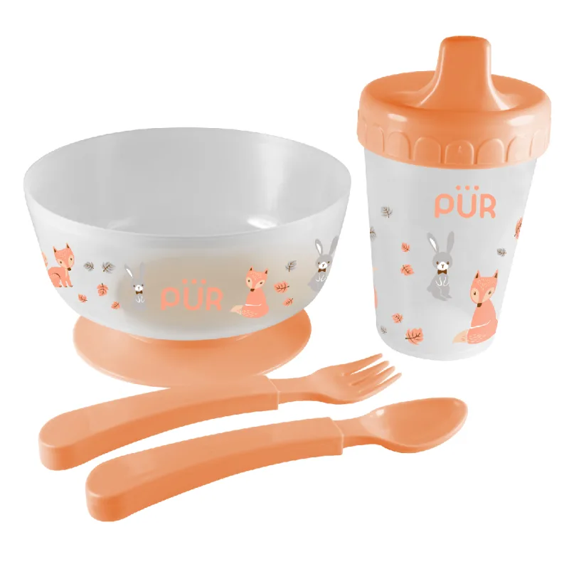 Set pentru masa bol cu tacamuri si cana piersica +6, 1 bucata, PUR — preț și oferte