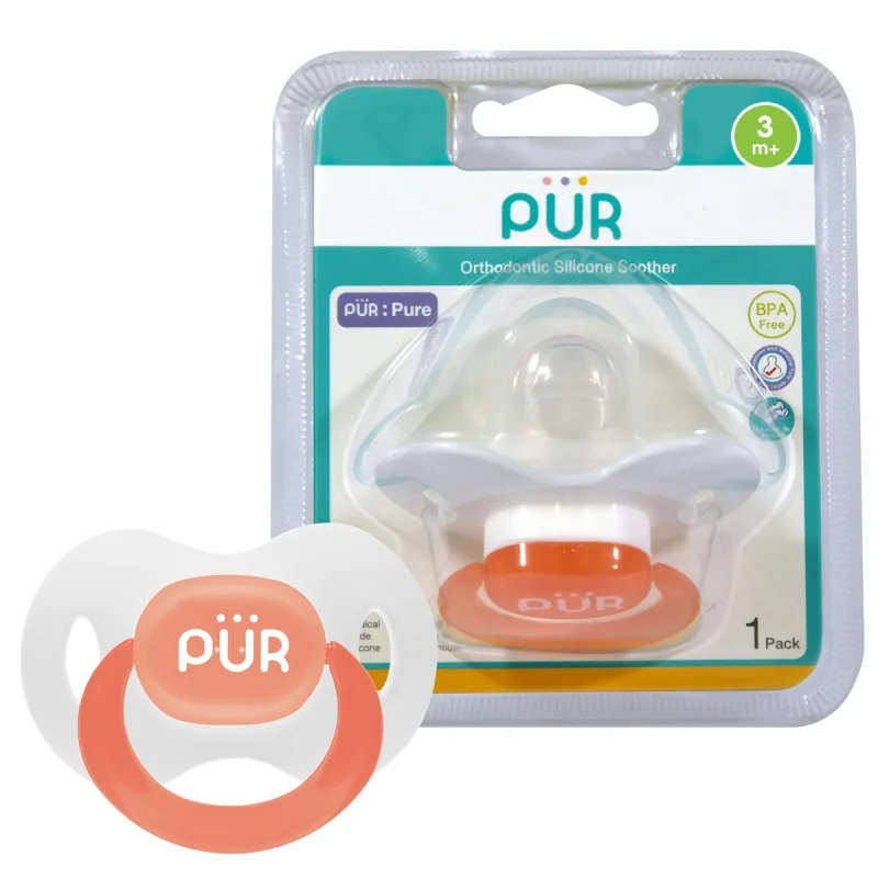 Suzeta ortodontica din silicon +3 luni piersica, 1 bucata, PUR — preț și oferte