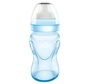 Biberon cu gura larga albastru +6luni, 250ml, PUR