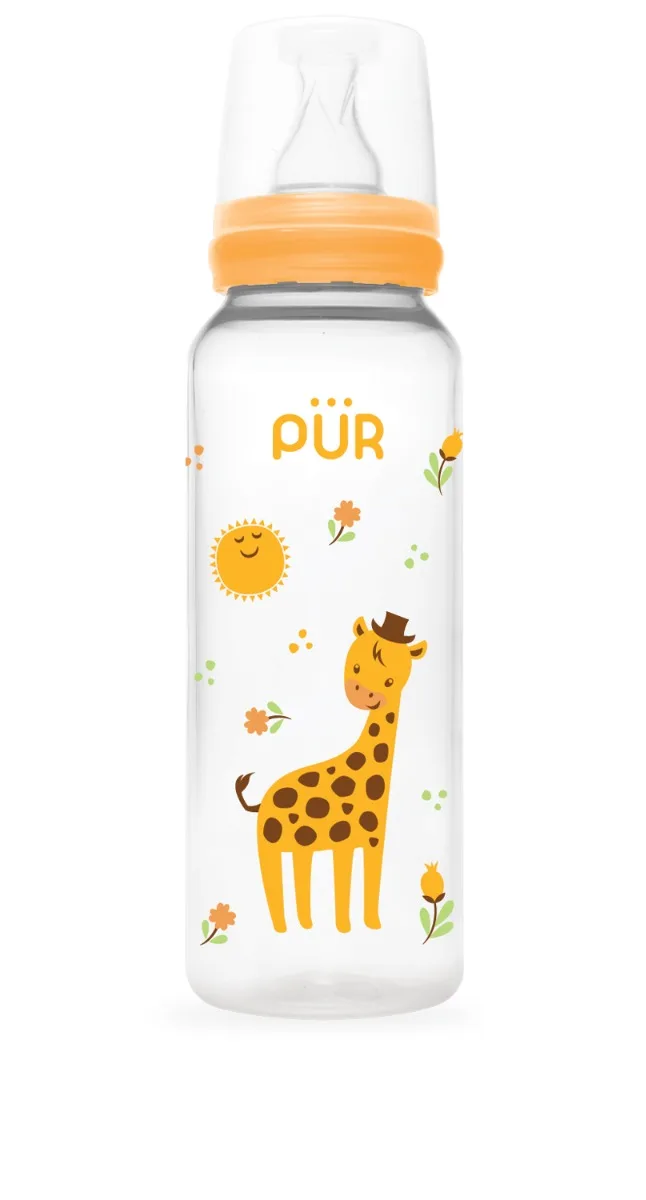 Biberon cu desen galben +3 luni, 250ml, PUR — preț și oferte
