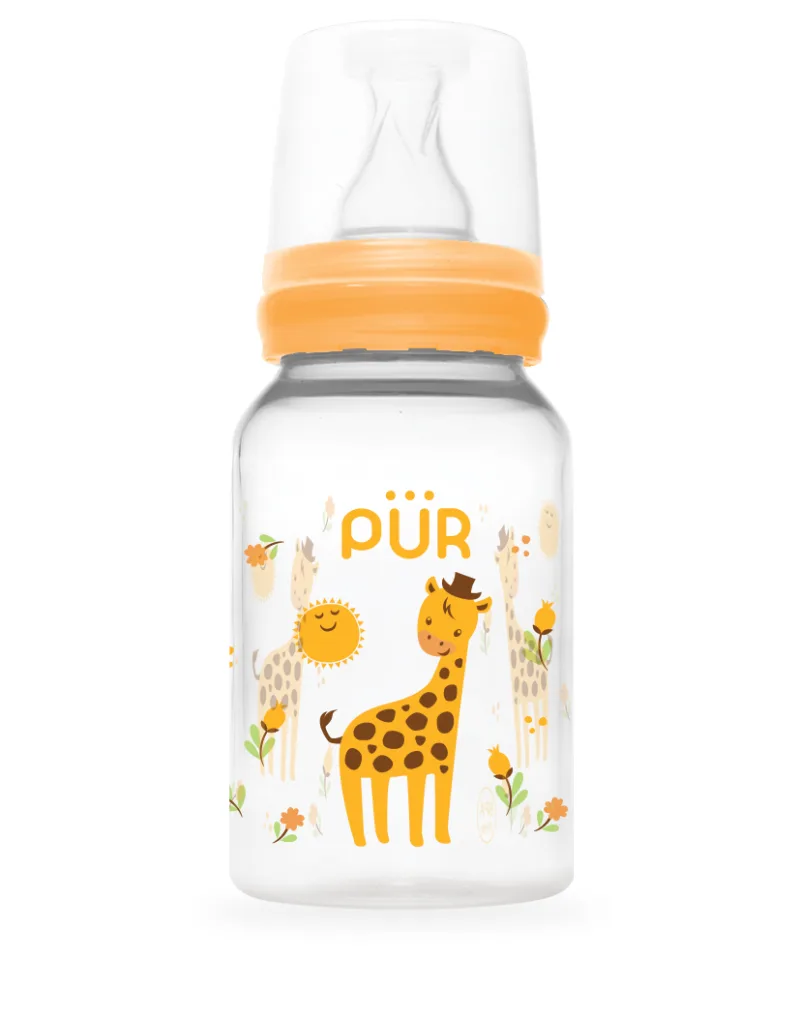 Biberon cu desen galben 0-3 luni, 125ml, PUR — preț și oferte