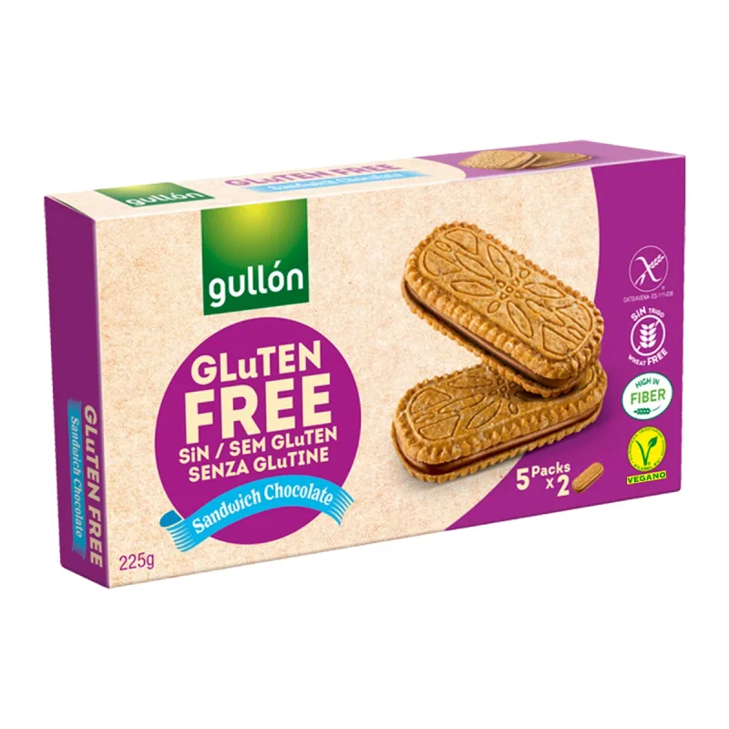 Biscuiti cu crema de cacao fara gluten, 5x45g, Gullon — preț și oferte