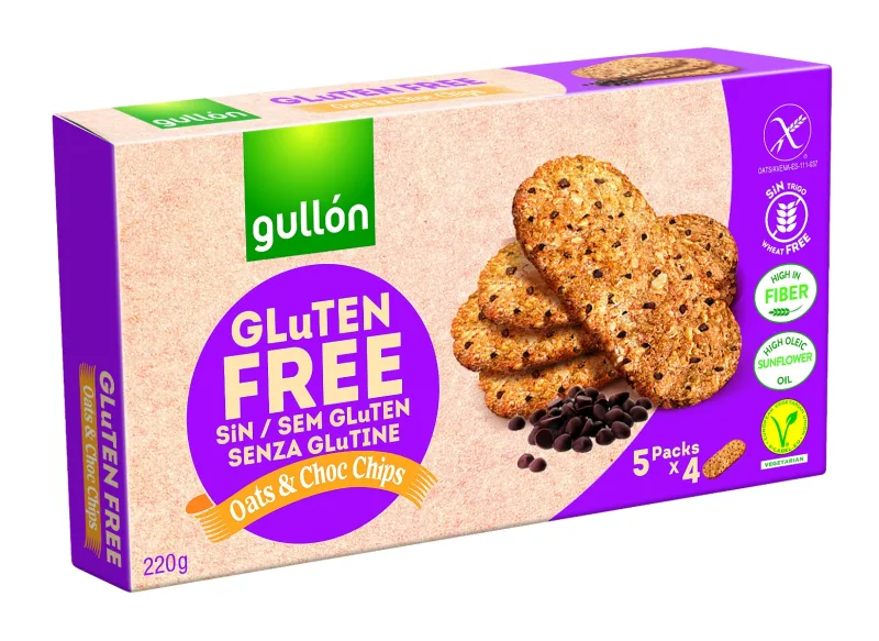 Biscuiti cu ovaz si chips ciocolata fara gluten, 5x44g, Gullon — preț și oferte