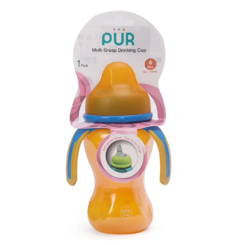 Cana cu prindere multipla +6 luni Portocaliu, 250ml, PUR — preț și oferte