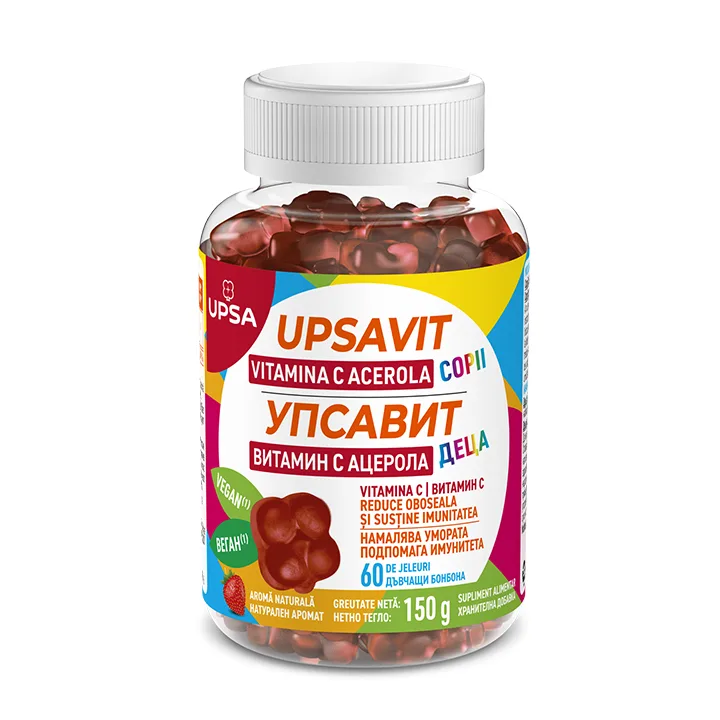 Upsavit Vitamina C Acerola pentru copii, 60 jeleuri masticabile, Upsa — preț și oferte