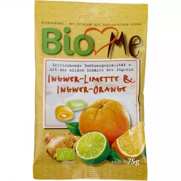 Bomboane ecologice cu ghimbir-lime si ghimbir-portocala, 75g, Bio Loves Me — preț și oferte
