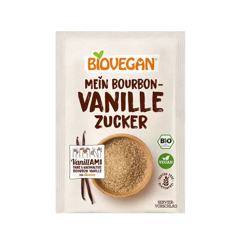 Zahar vanilie bourbon integral Eco fara gluten, 4x8g, Biovegan — preț și oferte