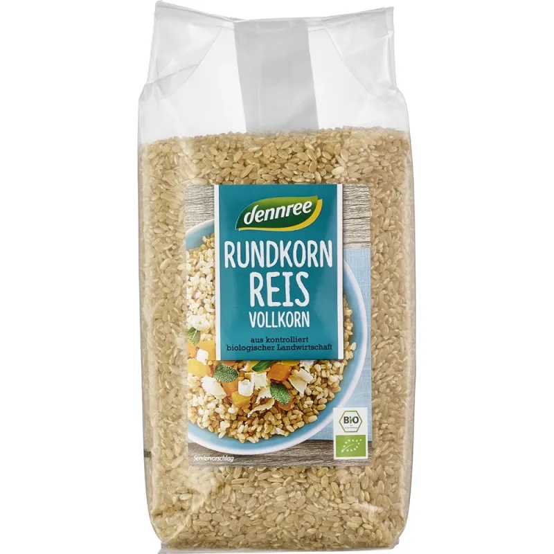 Orez eco integral cu bob rotund, 1kg, Dennree — preț și oferte
